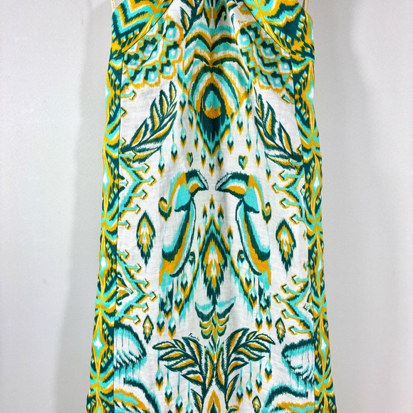 Farm Rio Tropical Tapestry Euroflax Premium Linen Maxi Dress Off White M NWT - Picture 12 of 17